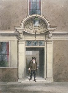 ジョンソン博士のドアと階段の眺め、インナー・テンプル・レーン、シティ・オブ・ロンドン、1855年      作： Thomas Hosmer Shepherd