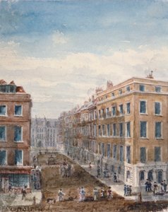キング・ストリートをチープサイドからギルドホールに向かって北側から見た図（ロンドン市、1840年 作： Thomas Hosmer Shepherd