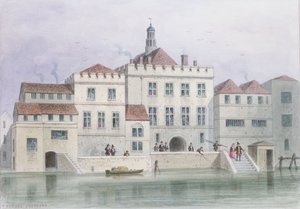 オールドフィッシュモンガーズホールの眺め、1650年 作： Thomas Hosmer Shepherd