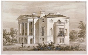 ロンドンのリージェンツ パークにあるサウス ヴィラの眺め、1827 年。 作： Thomas Hosmer Shepherd