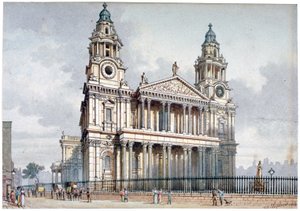 セント・ポール大聖堂の西正面、シティ・オブ・ロンドン、1814年。 作： Thomas Hosmer Shepherd