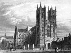 ウェストミンスター大聖堂、ロンドン 1858年（エングレーヴィング） 作： Thomas Hosmer Shepherd