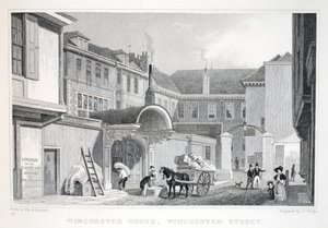 ウィンチェスターハウス、ウィンチェスターストリート、「ロンドンと19世紀の環境」パブから。 Jones und Co.、1827-1829 作： Thomas Hosmer Shepherd