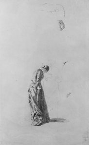 アウトラインの男と立っている女性。 作： Thomas Hovenden
