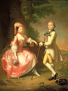 ジョンポール卿、第5男爵夫人、および妻、エリザベス、1755年 作： Thomas Hudson