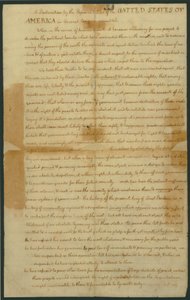1776年7月4日の独立宣言の草案