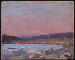 1916年頃の北の湖（複合木材パルプボード上の油） 作： Tom Thomson