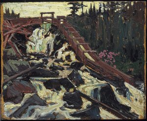 ティンバーシュート、1915年（複合木材パルプボードに油彩） 作： Tom Thomson