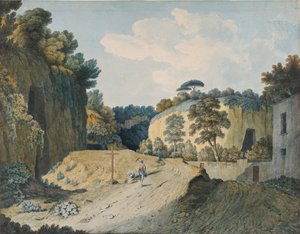 ナポリ近くの峡谷の道、1782 年。 作： Thomas Jones