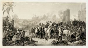 ラクナウの救済とハブロックの凱旋会、アウトラムとコリン・キャンベル卿、1862 作： Thomas Jones Barker