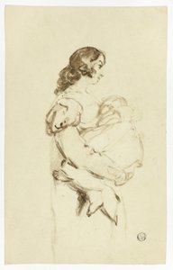 赤ちゃんを運ぶ若い女性 作： Thomas Jones Barker