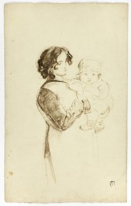 若い女性, 保有物, 赤ん坊 作： Thomas Jones Barker