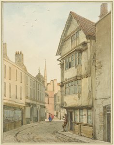 バックストリート、ボールドウィンストリート方面を北から見る（水彩・紙 作： Thomas Leeson the Elder Rowbotham