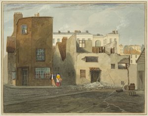 ウィットソン通りを望む診療所裏（鉛筆・水彩・紙 作： Thomas Leeson the Elder Rowbotham