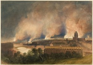 10月30日の夜、パイル・ヒルから見たブリストル 作： Thomas Leeson the Elder Rowbotham