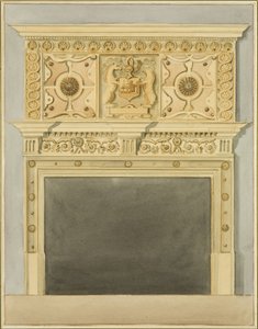 ロバート・アダムスの家の煙突」（水彩・紙 作： Thomas Leeson the Elder Rowbotham