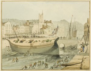 ブリストル港の清掃、1828年 作： Thomas Leeson the Elder Rowbotham
