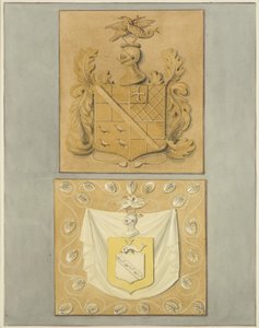 ラングトン邸の玄関にある紋章、裏面（水彩・紙 作： Thomas Leeson the Elder Rowbotham