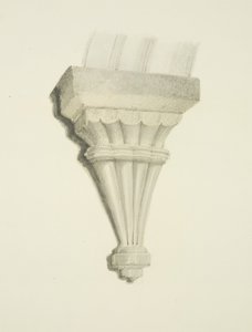 コルストン邸」のアーチウェイへのコーベル、小路（鉛筆・水彩・紙 作： Thomas Leeson the Elder Rowbotham