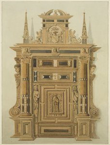 ラングトン邸の扉、背面（紙に水彩 作： Thomas Leeson the Elder Rowbotham