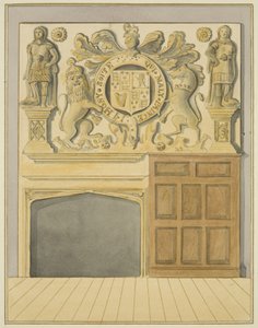 バーンズ氏の暖炉、カウンタースリップ（紙に水彩画 作： Thomas Leeson the Elder Rowbotham