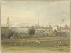 ブリストルのスカイラインを望むストーク・クロフト付近（1810年にサドラーとクレイフィールドが気球で上昇した場所 作： Thomas Leeson the Elder Rowbotham