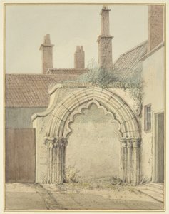 ブリストル大聖堂の回廊からプレベンダル・ハウスへの古いゲートウェイ（水彩・紙 作： Thomas Leeson the Elder Rowbotham
