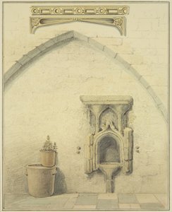 テンプルストリート131番地の中庭のピシーナ、フリーズ、スパンドレル（鉛筆・水彩・紙 作： Thomas Leeson the Elder Rowbotham