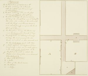 ボールドウィン通り46番地の平面図（紙にペン・インク 作： Thomas Leeson the Elder Rowbotham