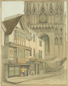 レッドクリフタワーと「スリーカップとサーモン」（水彩・紙 作： Thomas Leeson the Elder Rowbotham