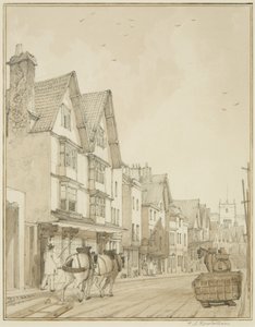 テンプルストリート、北側から（紙に鉛筆・水彩 作： Thomas Leeson the Elder Rowbotham