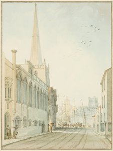 セント・ジョン・オン・ザ・ウォール教会から波止場方向を見る（水彩・紙 作： Thomas Leeson the Elder Rowbotham