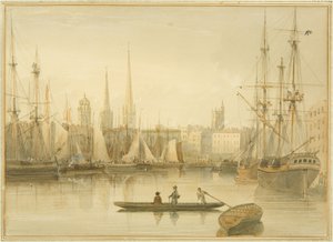 レッドクリフバックフェリーからのフローティングハーバーの眺め 作： Thomas Leeson the Elder Rowbotham