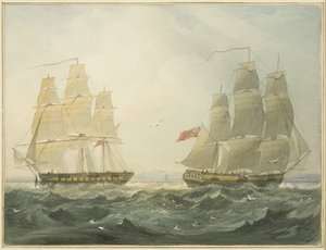 ブリストル海峡を遡上する西インド諸島の「ユニオン」と「アン」号 作： Thomas Leeson the Elder Rowbotham