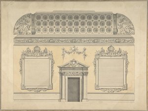 ロココ調の部屋のセクションのデザイン、1750 年頃。 作： Thomas Lightoler.