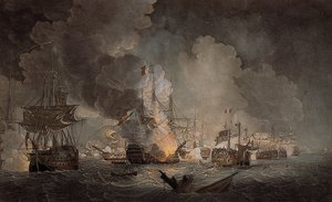 ナイルの戦い（アクアチント色） 作： Thomas Luny