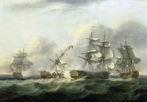 3月31日、フランス船「ギヨーム・テル号」の拿捕 作： Thomas Luny