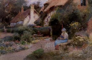 コテージのドアで 作： Thomas Mackay