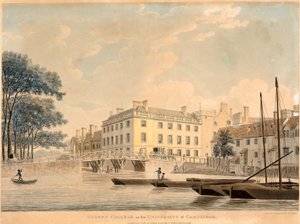 ケンブリッジ大学のクイーンズ カレッジ、パブ 1800。 作： Thomas Malton