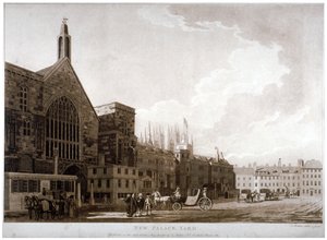ニュー パレス ヤードとウェストミンスター ホールの入り口、ロンドン、1782 年。