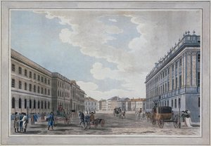 1790年、火星の野原を通るミリオンナヤ通りと大理石の宮殿の眺め