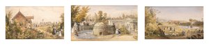ビーバーのプール、動物園、リージェンツ・パーク（水彩と鉛筆に白で高さをつけたもの 作： Thomas Mann Baynes