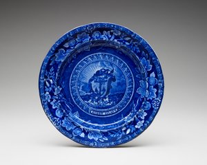 プレート、c。 1826-1835（転写印刷された鉛釉陶器） 作： Thomas Mayer