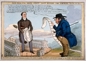 「ジョン・ブルと建築家のウォットがアーチを作る - &c - &c - &c - &c」、1829年 作： Thomas McLean