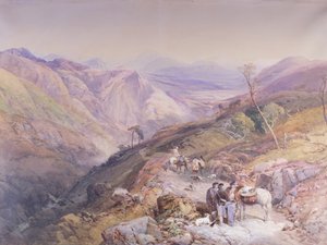アバディーンシャイアの悪魔の肘からのグレンシー、1853年スピタルに向かって（紙に水彩） 作： Thomas Miles II Richardson