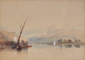 イタリアの湖のシーン 作： Thomas Miles Richardson