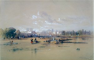 「王の庭の橋からのノートルダム、パリ」、c1835-1890 作： Thomas Miles Richardson II