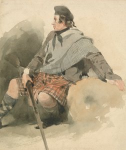 座っているハイランダー 作： Thomas Miles Richardson Sr.