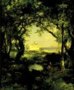 メキシコのハシエンダ、クイツェオ湖、1885 年。 作： Thomas Moran