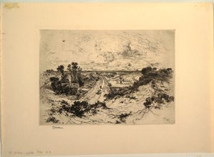 海の近くの道、イーストハンプトン、ニューヨーク 作： Thomas Moran
